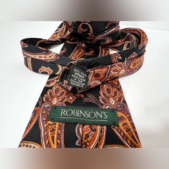 Robinson’s Vintage Tie Paisley 100% Silk - Picture 7 of 7